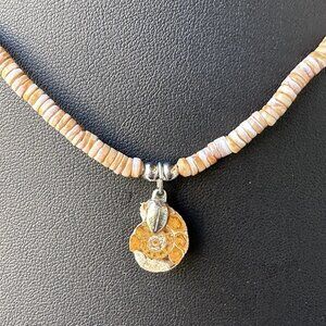 Ammonite Stone Shell Fossil Pendant Necklace Agate Beach Boho Hippie 18"‎ L